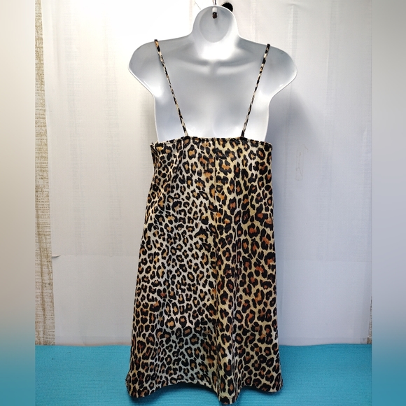 Zara Trafaluc Leopard Print Spaghetti Strap Mini Dress M - Picture 4 of 9